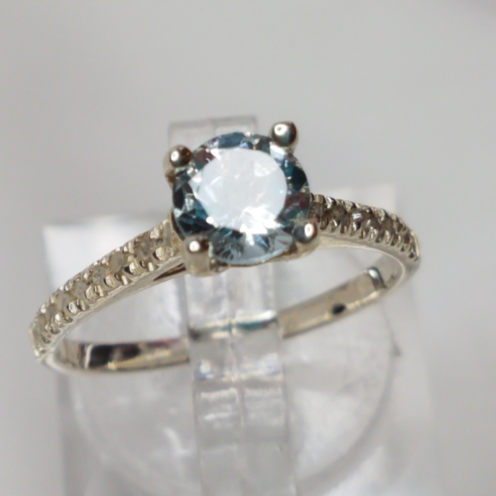 Aquamarine and Diamond Ring